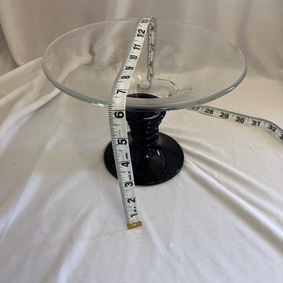 Elegant Glass Compote with Navy Base - Picture 9 of 9